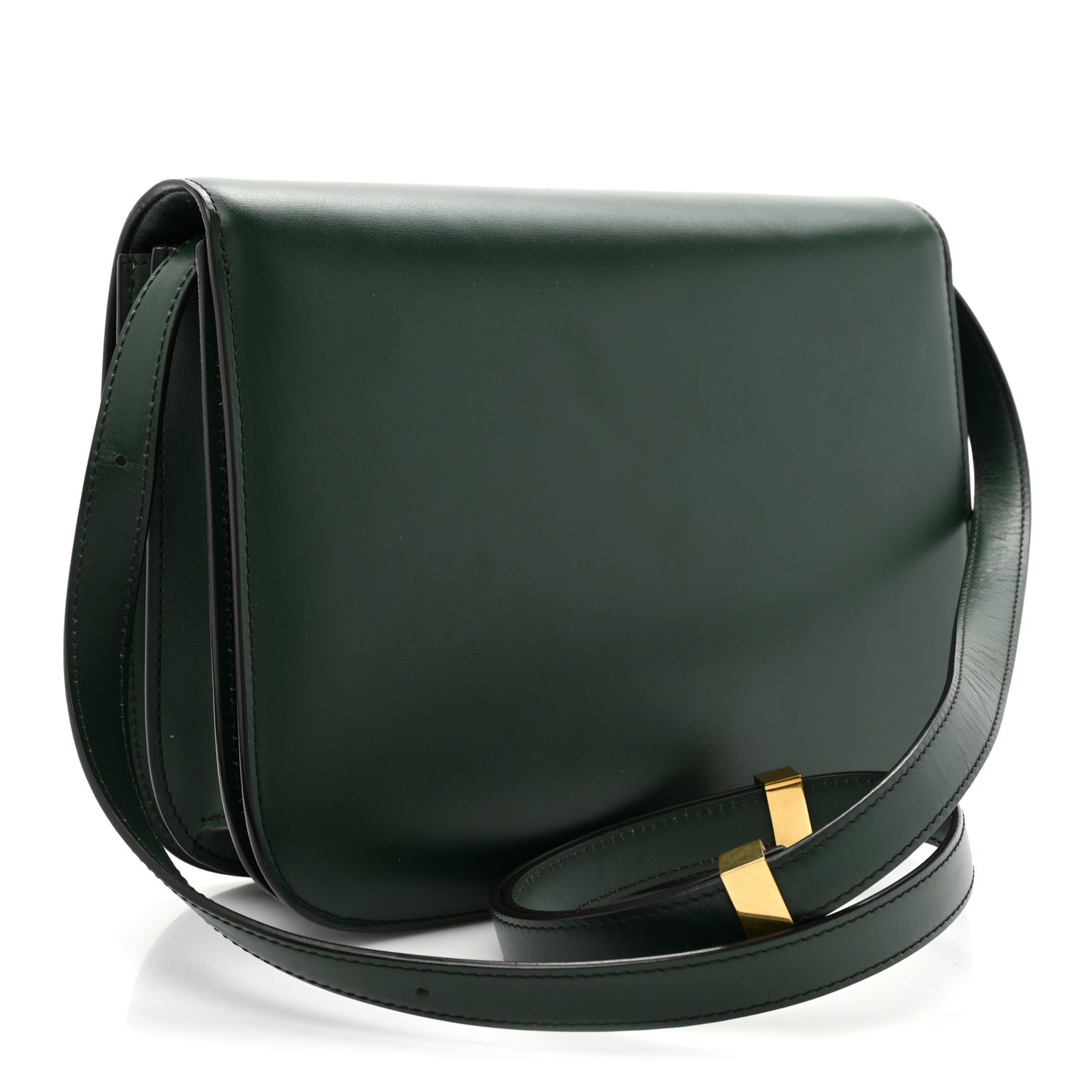 Box Calfskin Medium Classic Box Flap Bag Dark Green