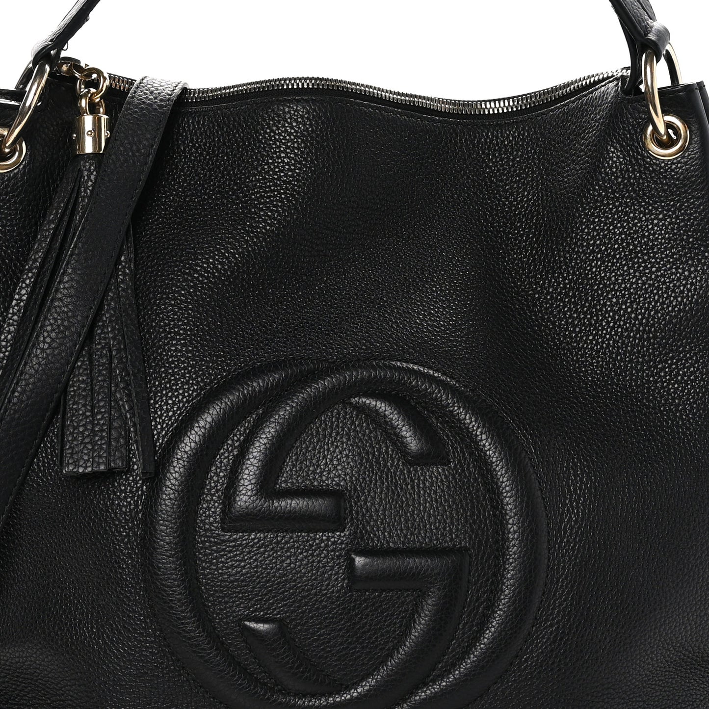 Pebbled Calfskin Large Soho Hobo Black
