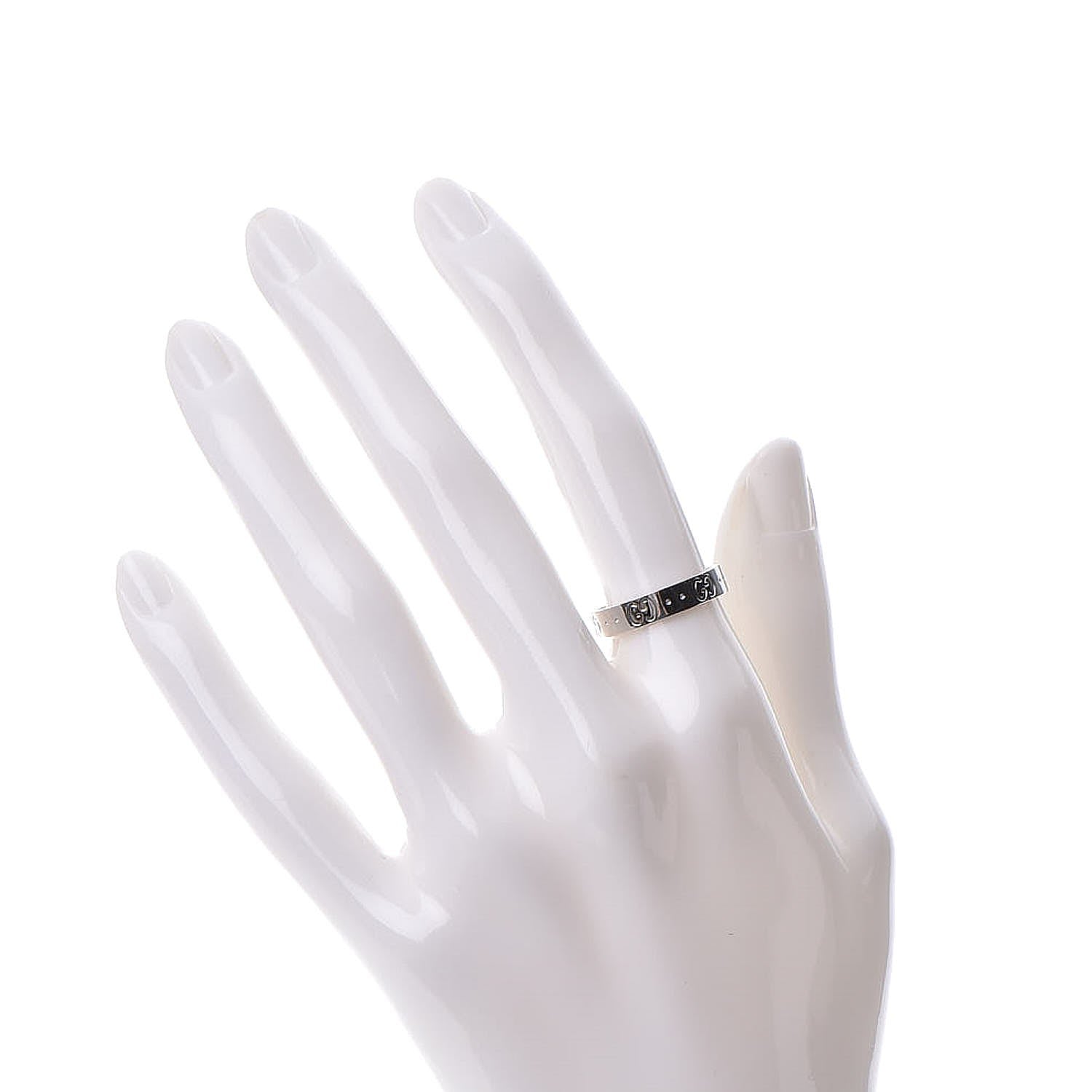 Gucci 18K White Gold 4mm Icon Thin Band Ring 53.1 6.5 2 of 5