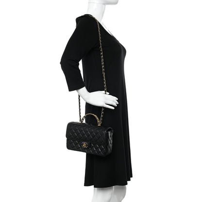 Chanel Lambskin Quilted Small Strass On Top Flap Bag Black 2 of 12