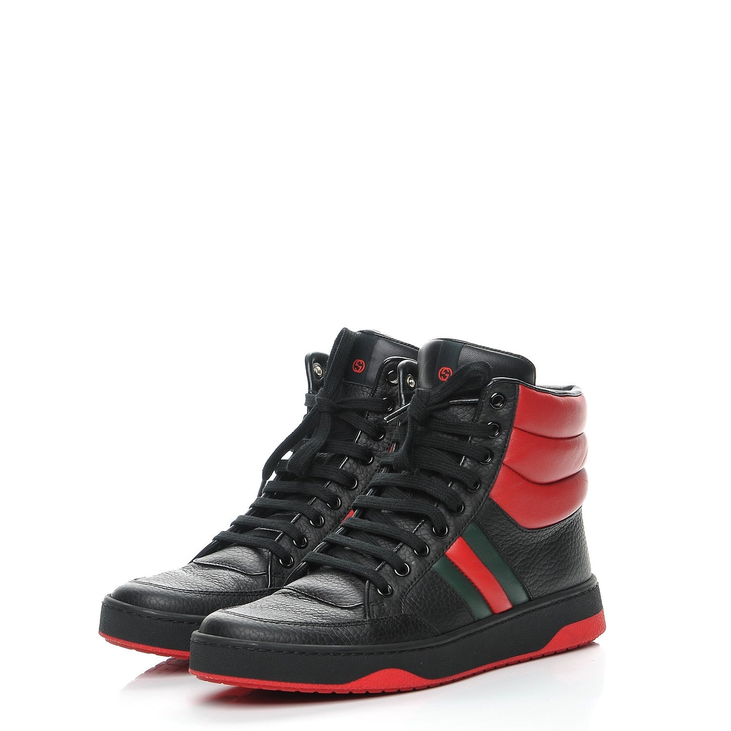 Calfskin New Praga Karibu High Top Sneakers 38 Black Red Green