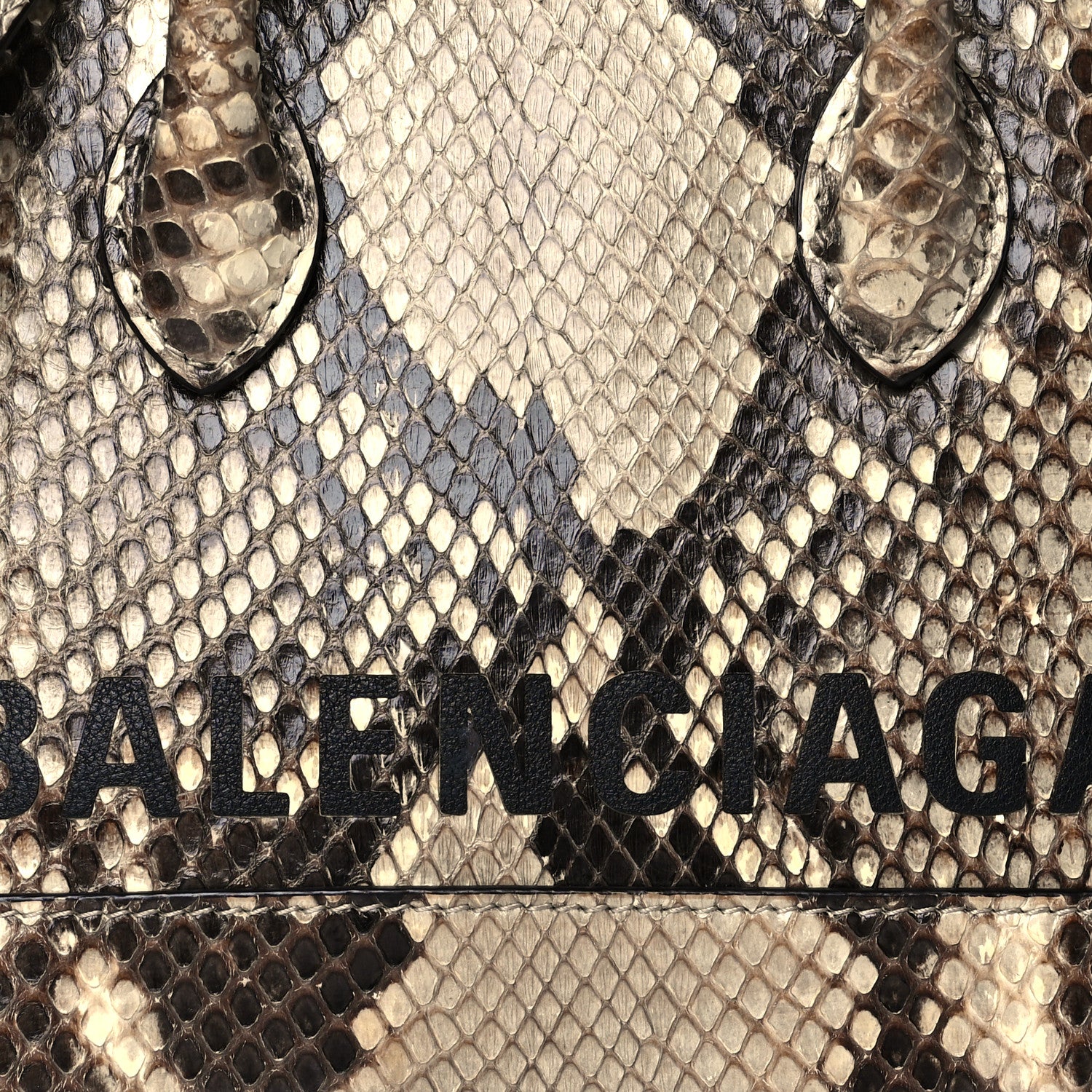 Balenciaga Python Logo XXS Ville Top Handle Bag Black Beige 7 of 9