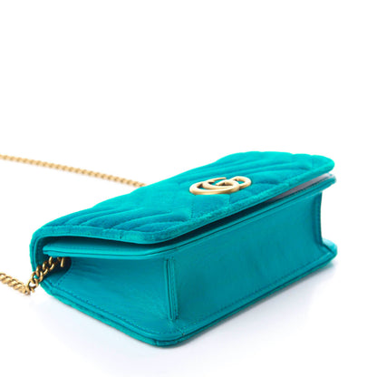 Gucci Velvet Matelasse GG Marmont Mini Bag Pavone Cyan 4 of 10
