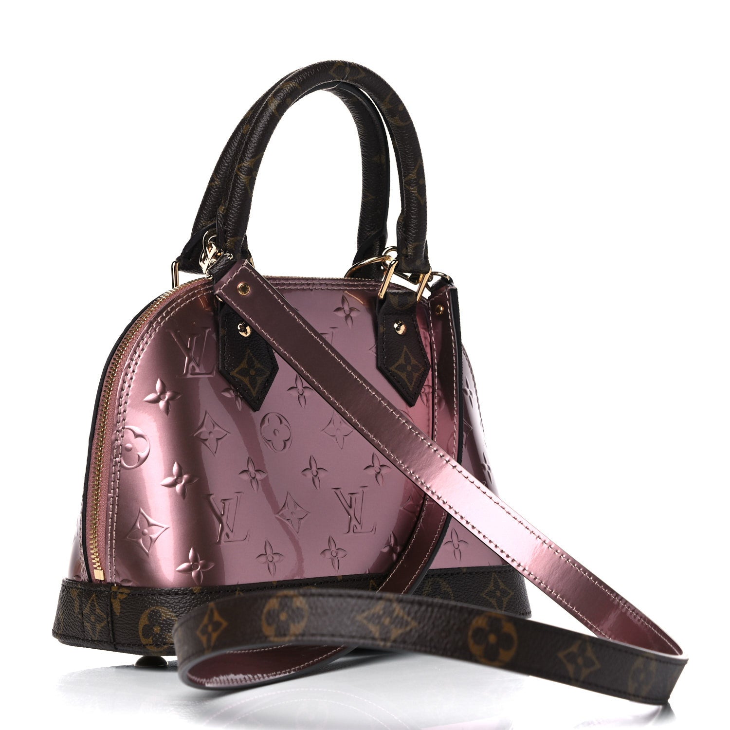 Louis Vuitton Vernis Monogram Alma BB Rose Pale Metallise 4 of 11