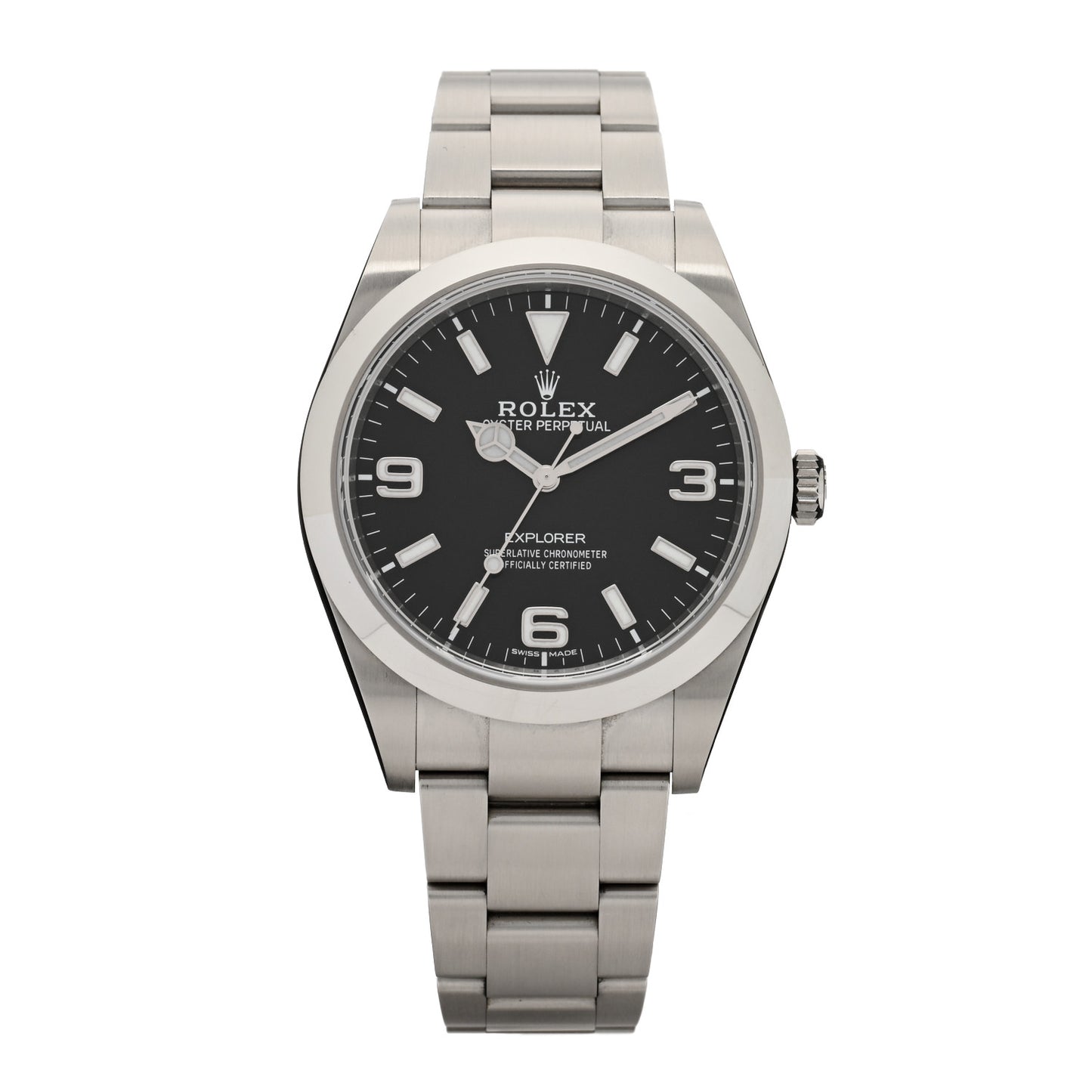 Stainless Steel 39mm Oyster Perpetual Explorer Watch Black 214270