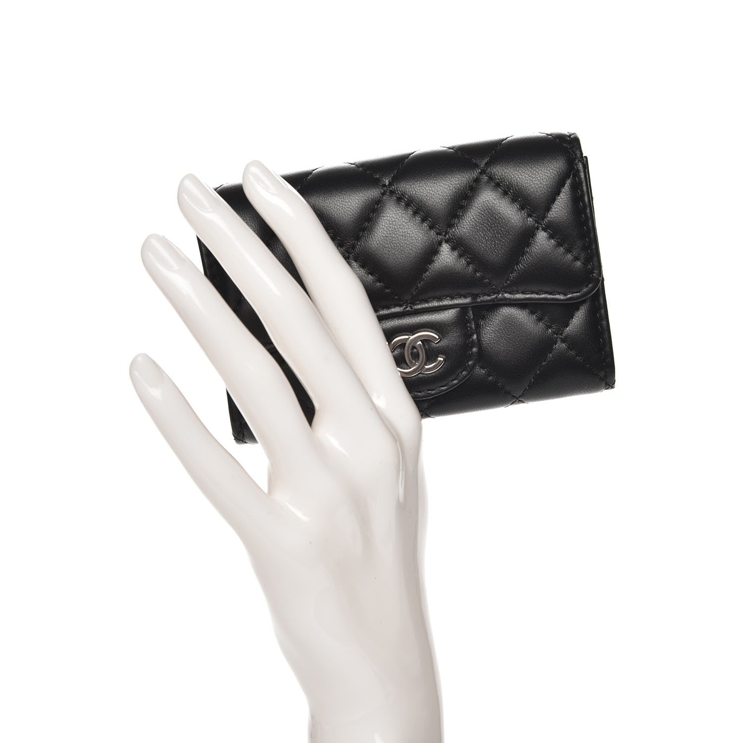 Chanel Lambskin Quilted Flap Card Holder Black 2 of 9