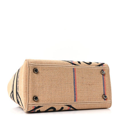 Christian Dior Canvas Jute Embroidered Medium Lady D-Lite Beige Multicolor 4 of 10