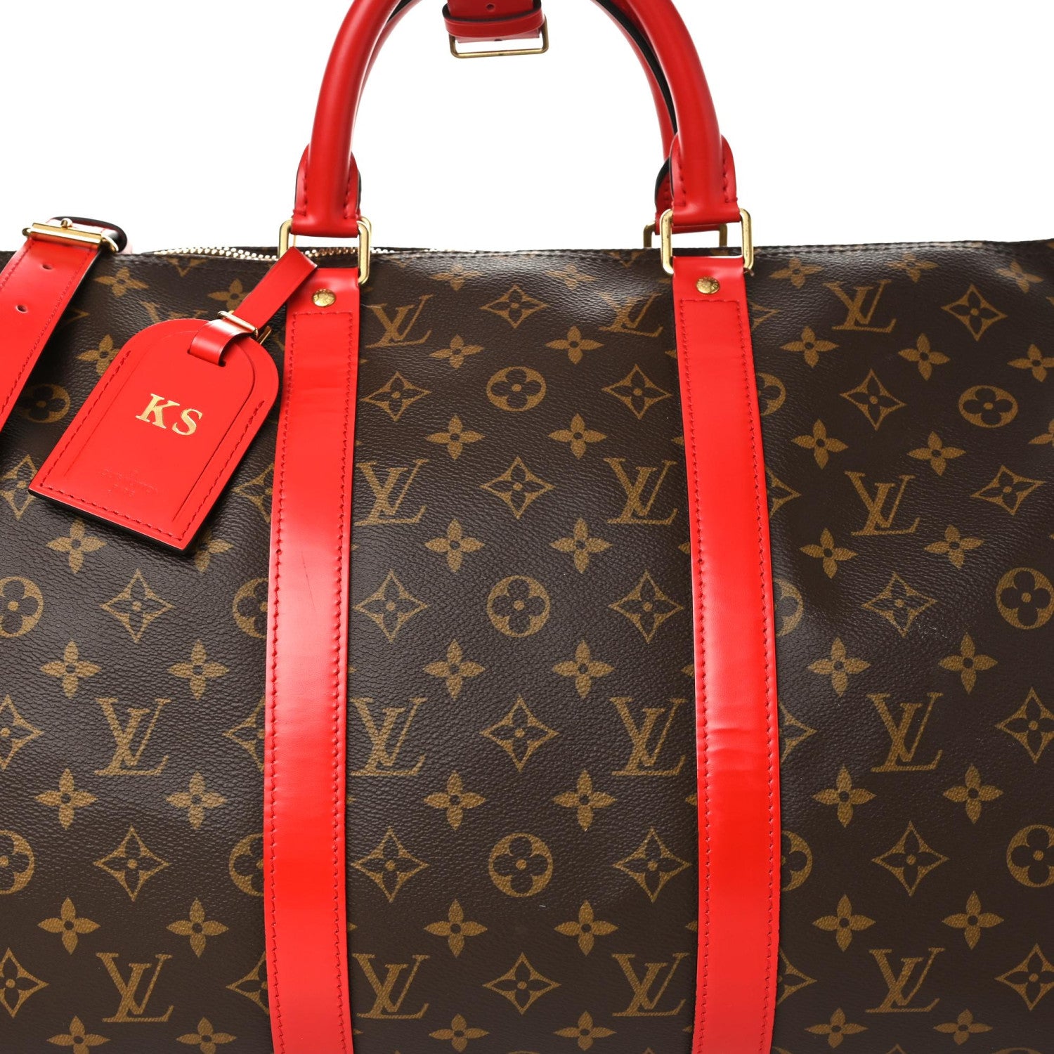 Louis Vuitton Calfskin Monogram Keepall Bandouliere 50 Coquelicot 6 of 8
