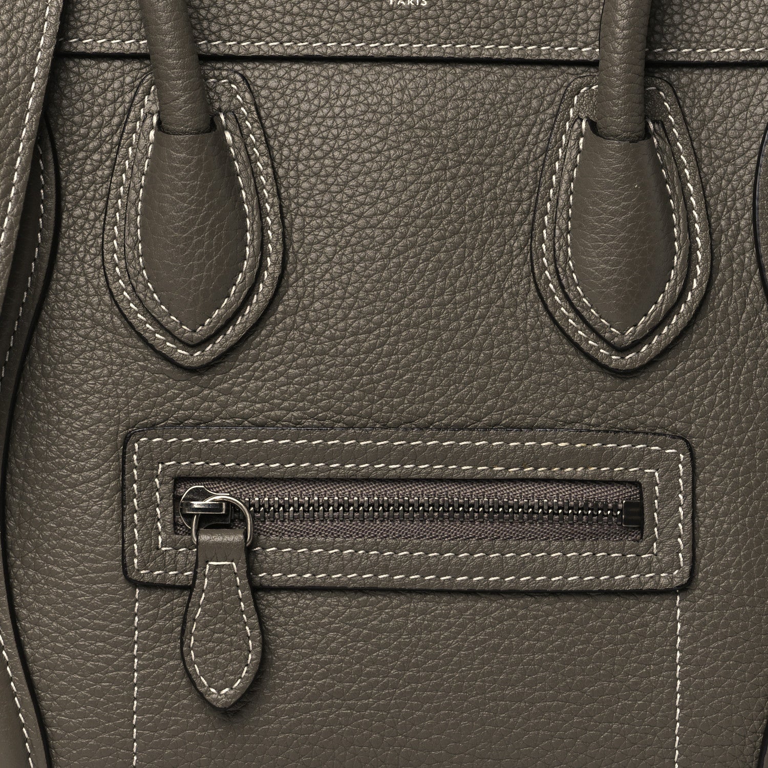 Celine Drummed Calfskin Nano Luggage Souris 9 of 11