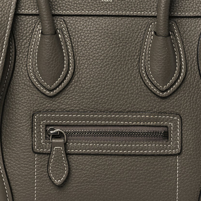 Celine Drummed Calfskin Nano Luggage Souris 9 of 11