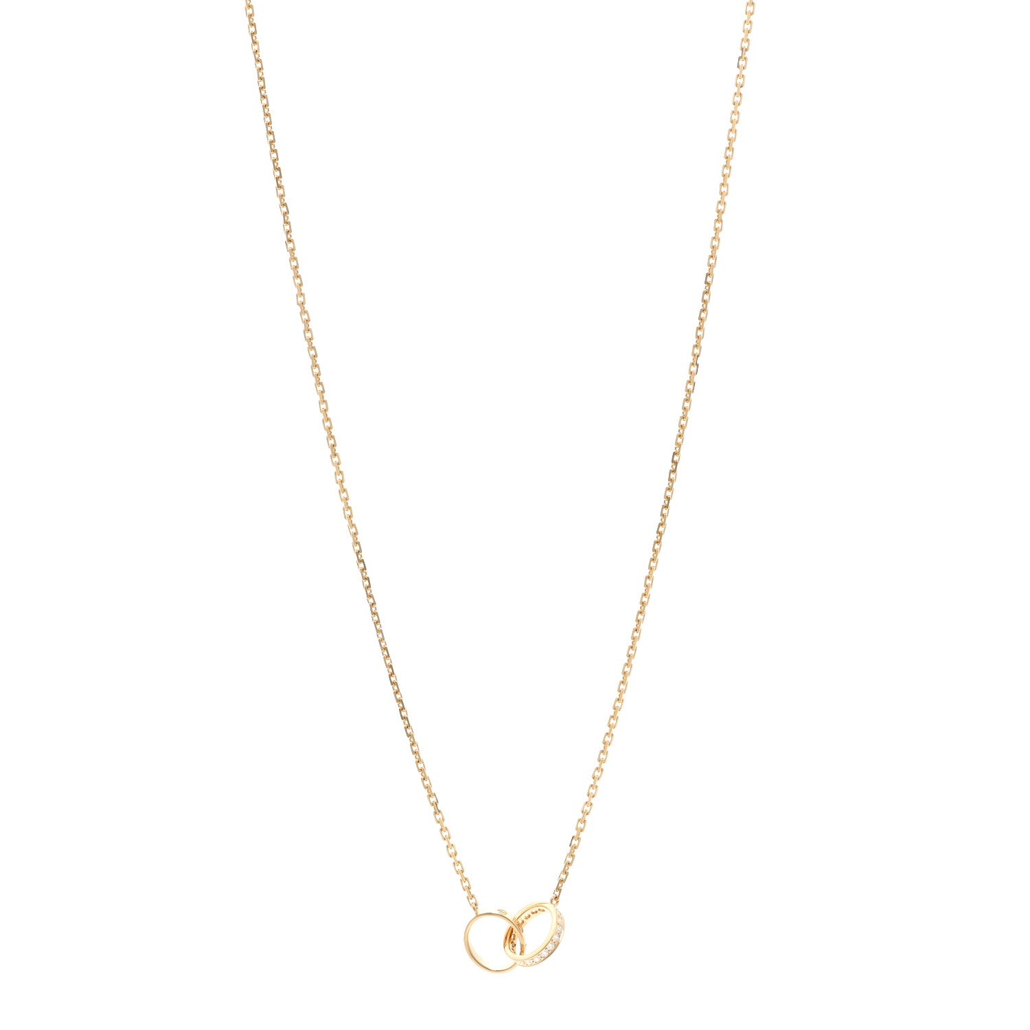 Cartier 18K Yellow Gold Diamond Interlocking LOVE Necklace 1 of 4