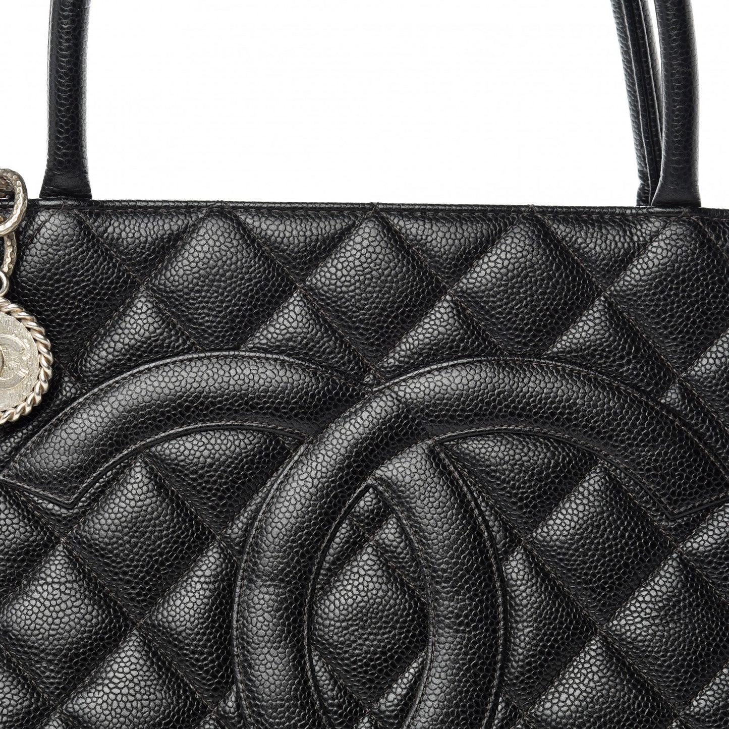 Caviar Quilted Medallion Tote Black