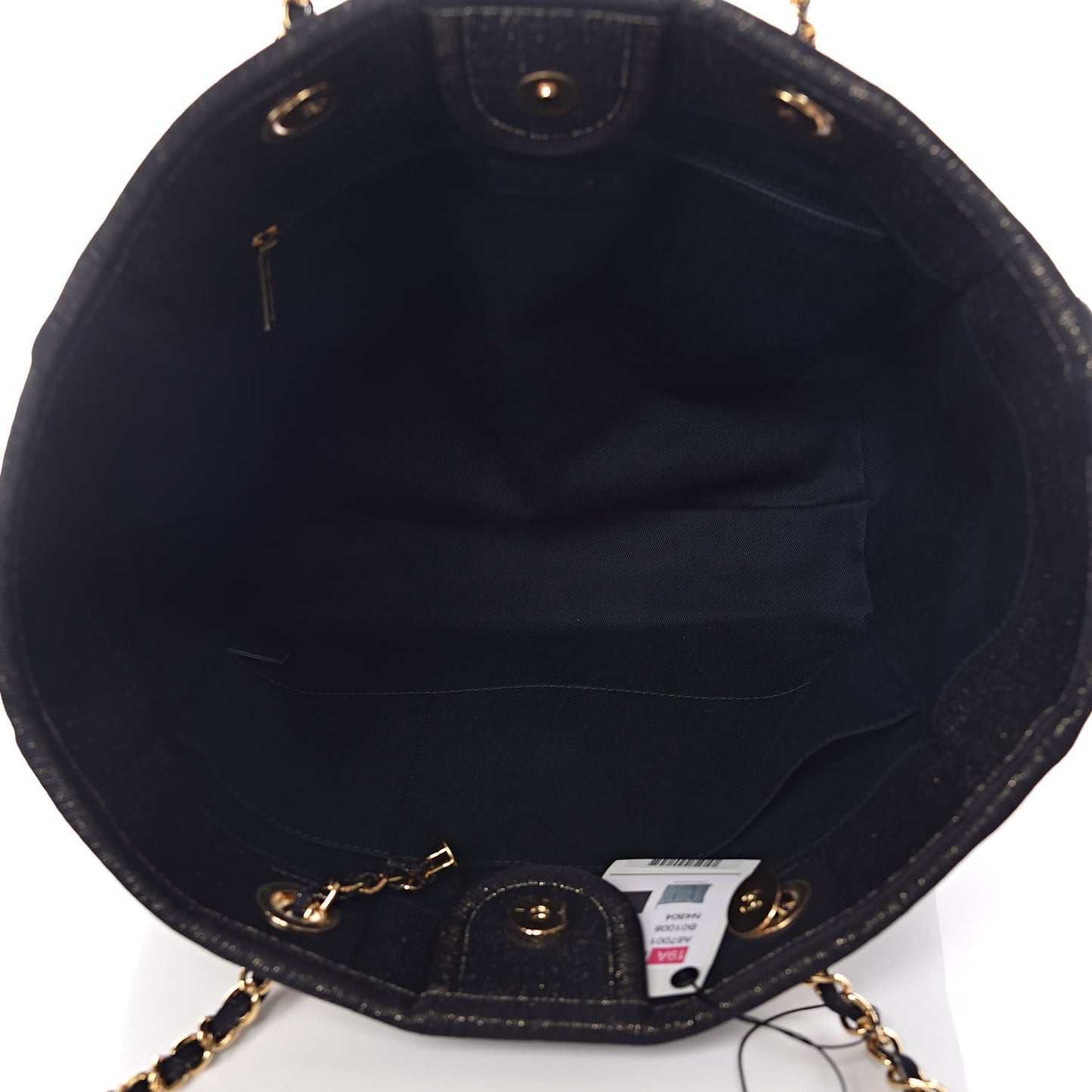 Lurex Canvas Small Deauville Tote Navy Blue Gold