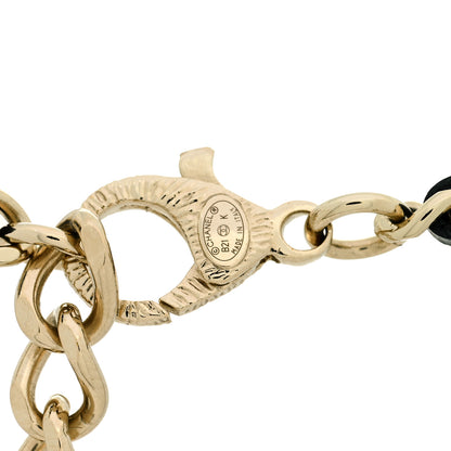 Chanel Lambskin Crystal Pearl CC Heart Drop Necklace Gold Black 5 of 5