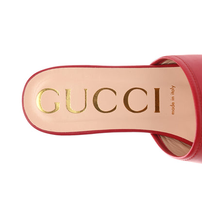 Gucci Nappa Horsebit Flat Slide Sandals 37 Red Blood 7 of 11