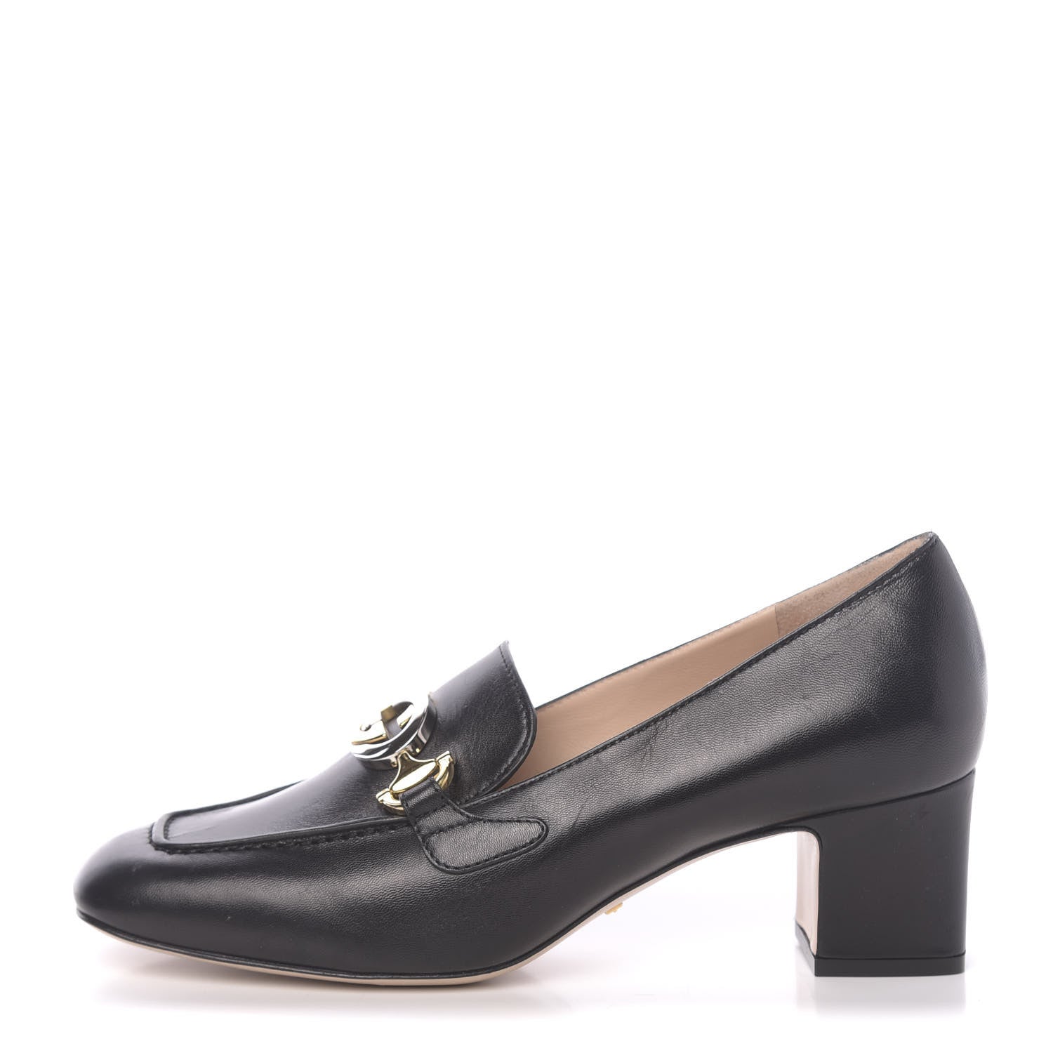 Gucci Malaga Kid Zumi Mid Heel Loafers 37.5 Black 1 of 9