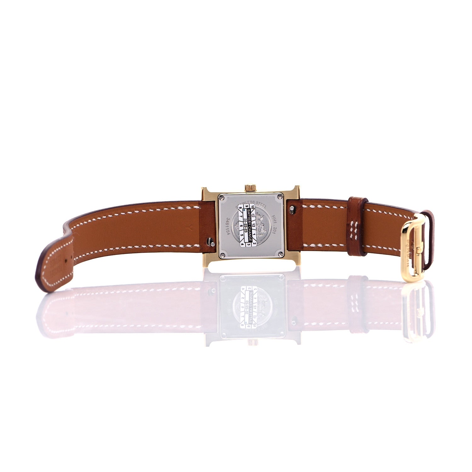 Hermes Stainless Steel Barenia 21mm Heure H Hour Quartz Watch Fauve 6 of 7