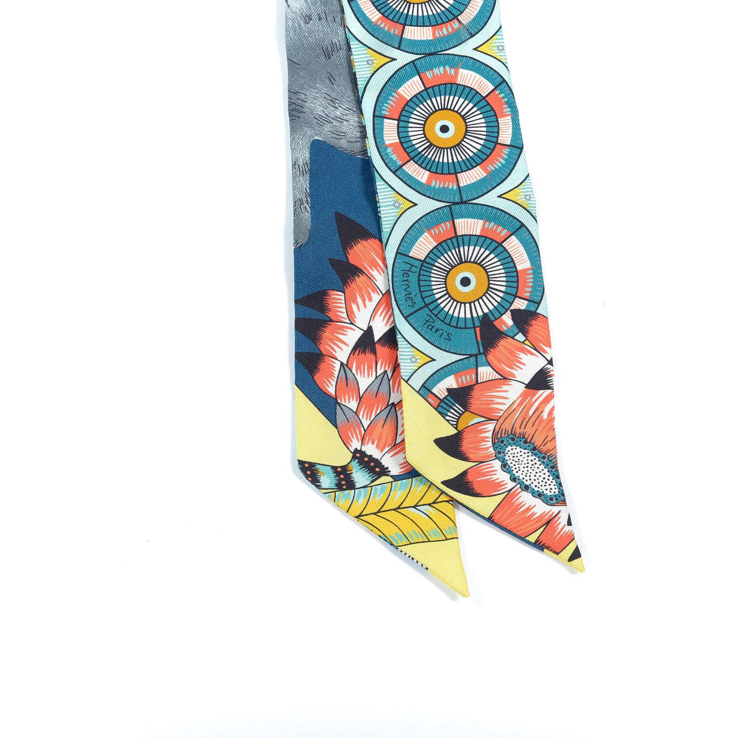 Hermes Silk The Savana Dance Twilly Turquoise Petrole Jaune 4 of 6