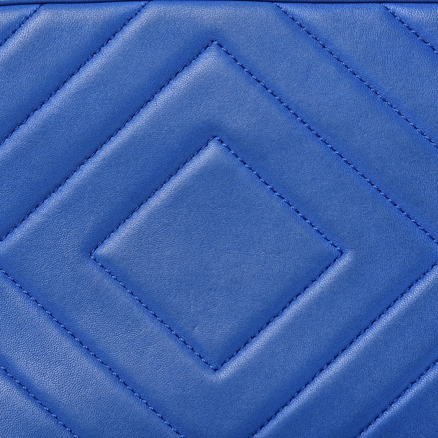 Chanel Lambskin Chevron Quilted Pyramid CC Camera Case Blue 13 of 14