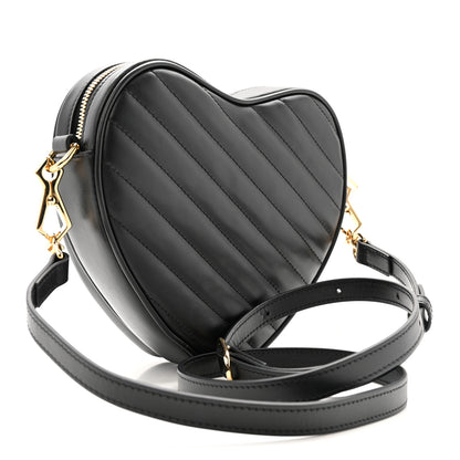 Gucci Calfskin Matelasse Diagonal Mini Interlocking G Heart Shoulder Bag Black 3 of 13