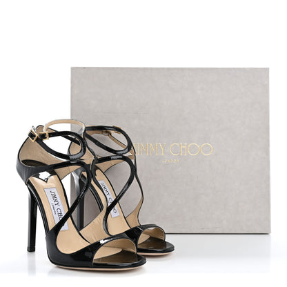Jimmy Choo Patent Calfskin Lance Sandals 35 Black 10 of 10