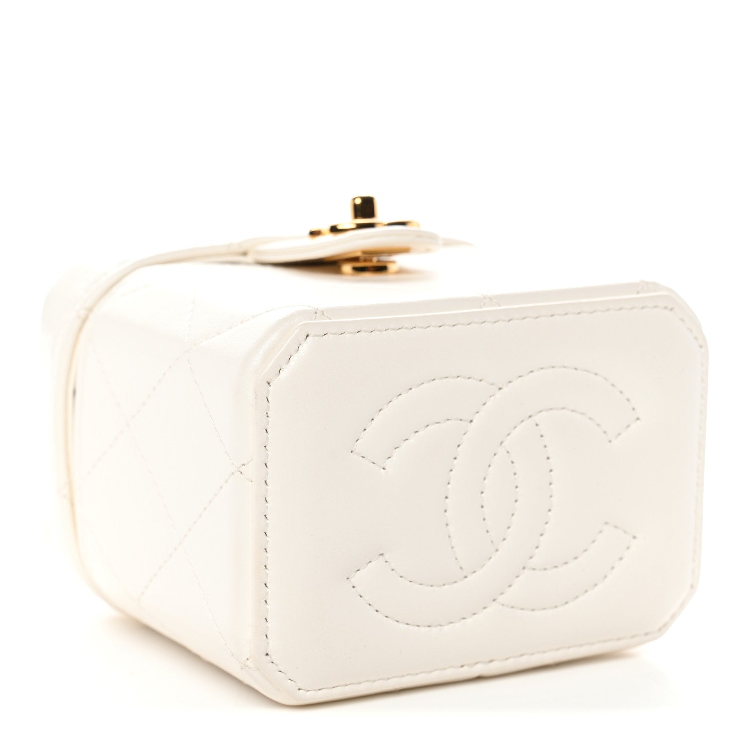 Chanel Lambskin Quilted Vanity Clutch With Chain White 4 of 10