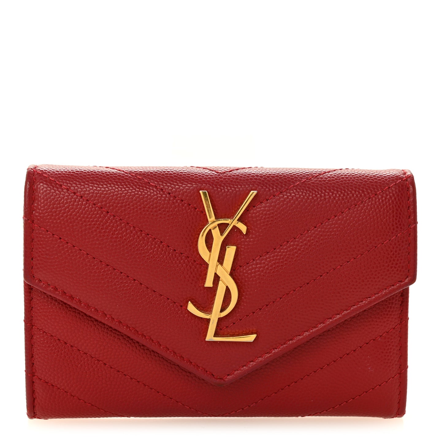 Grain De Poudre Matelasse Chevron Small Monogram Envelope Wallet Opyum Red