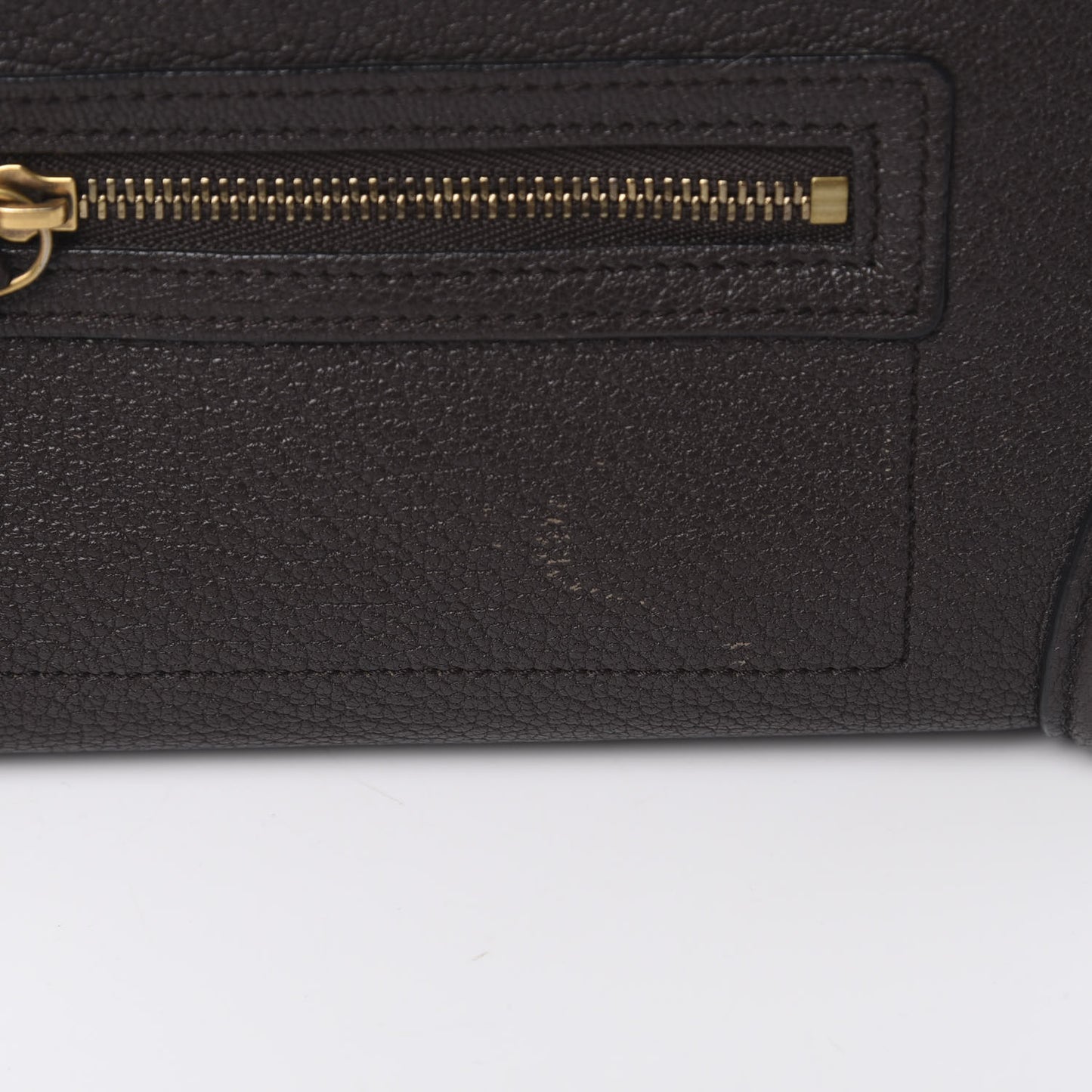 Drummed Calfskin Nano Luggage Brown
