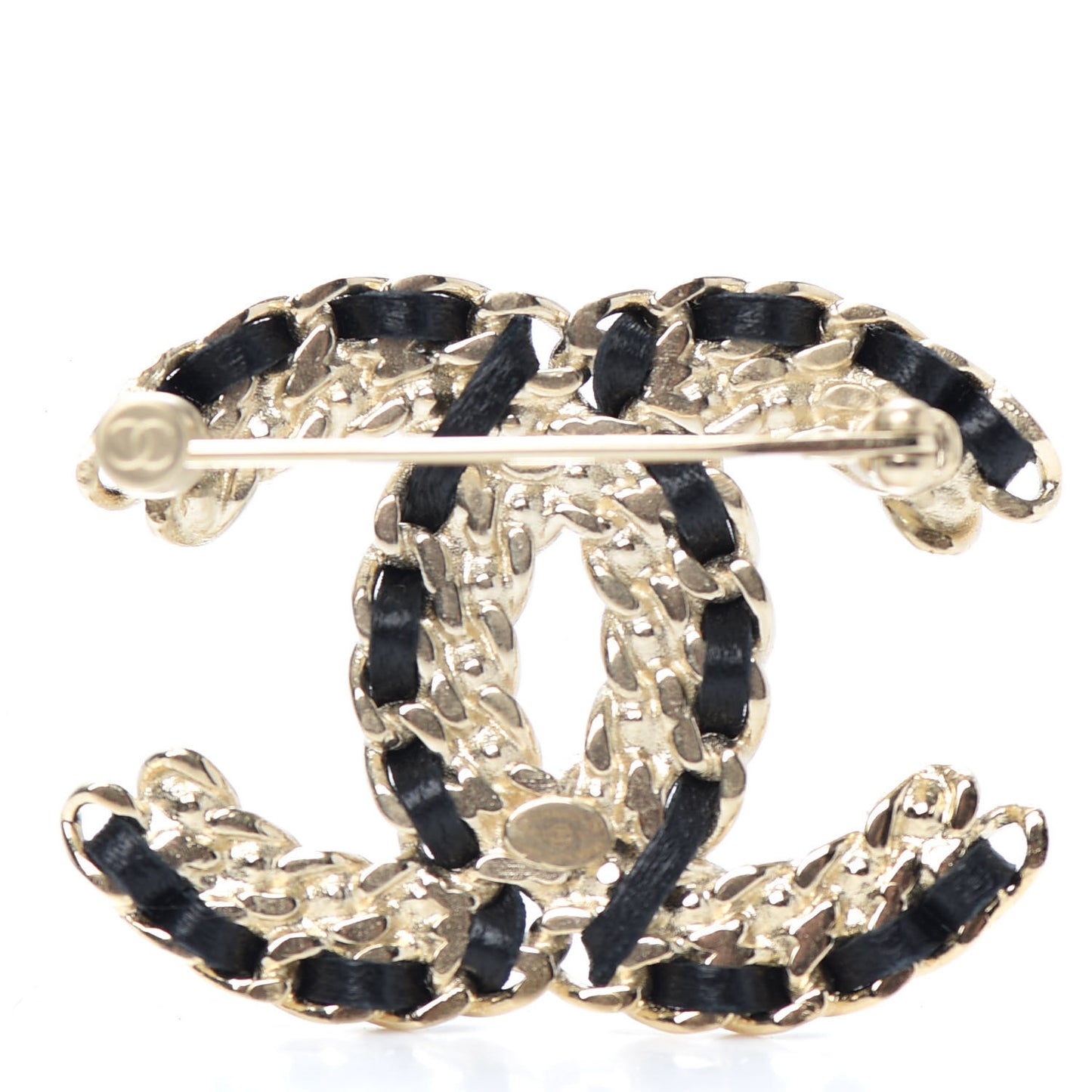 Lambskin Crystal Vintage Allure CC Chain Brooch Black Gold