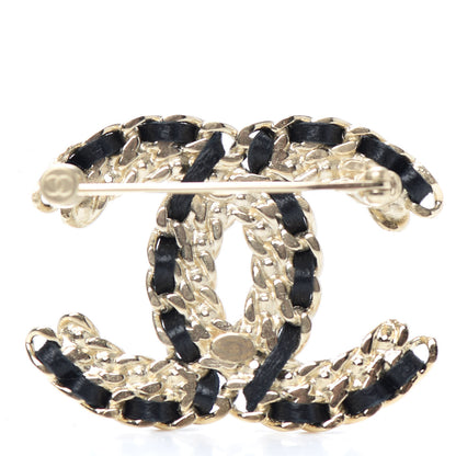 Chanel Lambskin Crystal Vintage Allure CC Chain Brooch Black Gold 3 of 4