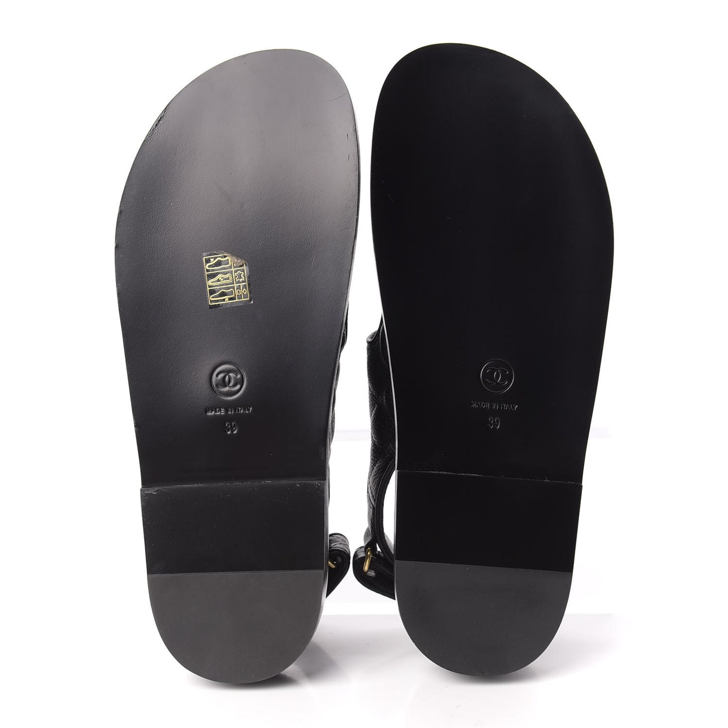 Grained Calfskin Velcro Dad Sandals 39 Black
