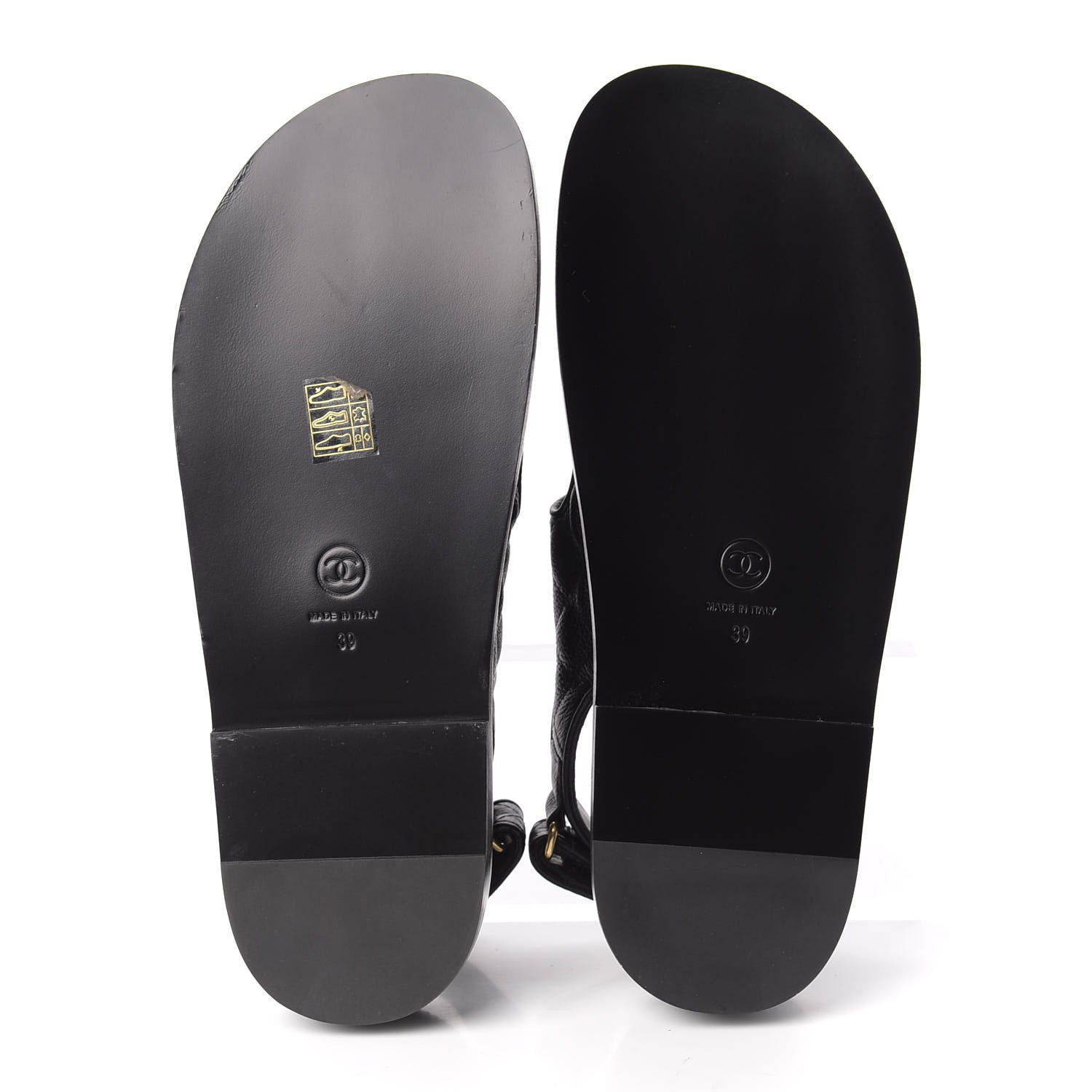 Chanel Grained Calfskin Velcro Dad Sandals 39 Black 5 of 10