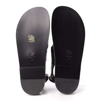 Chanel Grained Calfskin Velcro Dad Sandals 39 Black 5 of 10