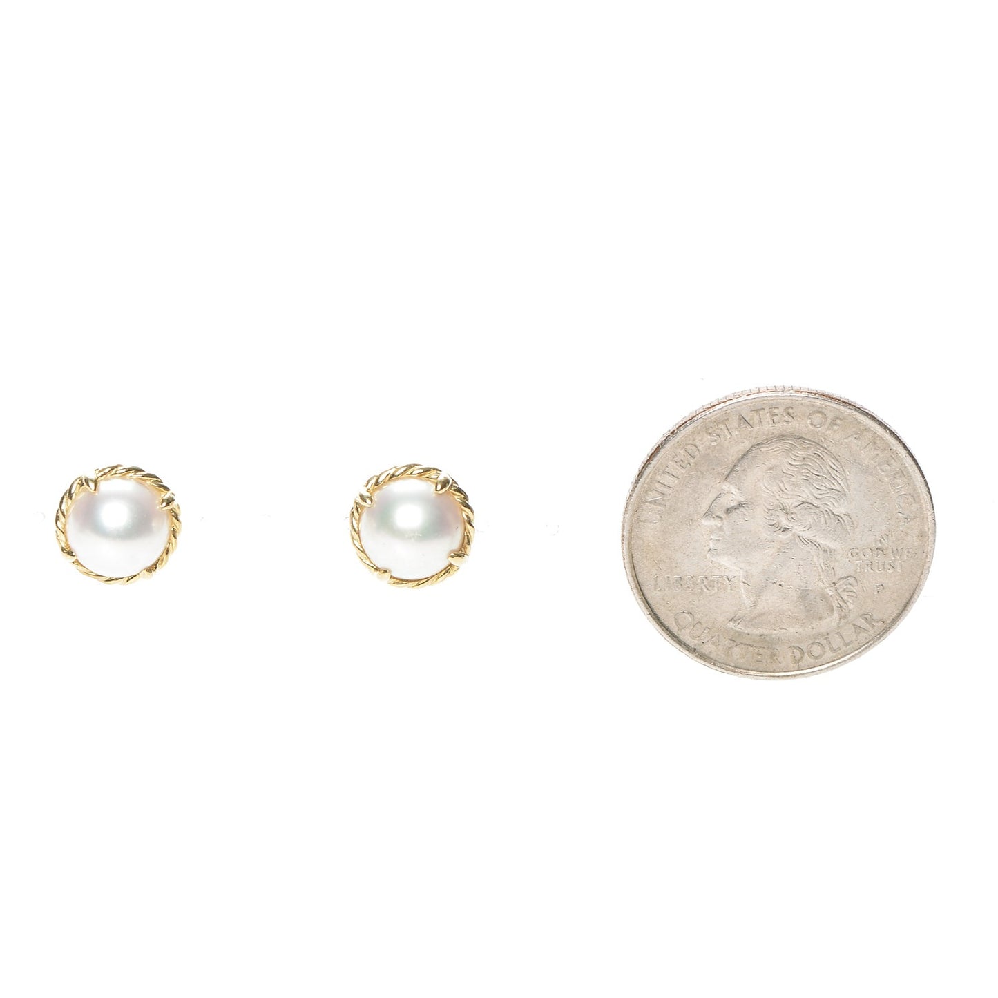 18K Yellow Gold Freshwater Pearl 8mm Chatelaine Earrings