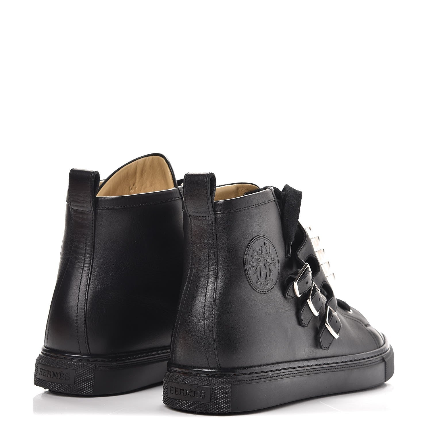 Hermes Calfskin Studded Lennox High Top Sneakers 41 Black 4 of 9