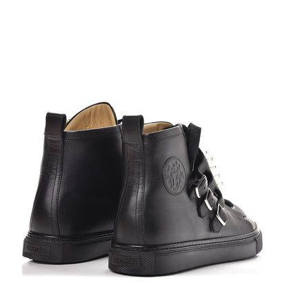 Hermes Calfskin Studded Lennox High Top Sneakers 41 Black 4 of 9