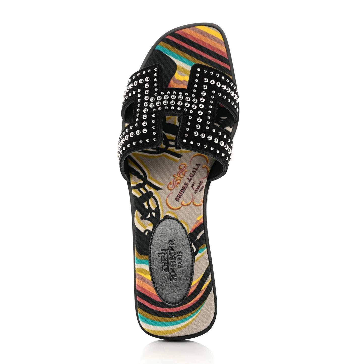 Suede Goatskin Studded Oran Sandals 36 Black