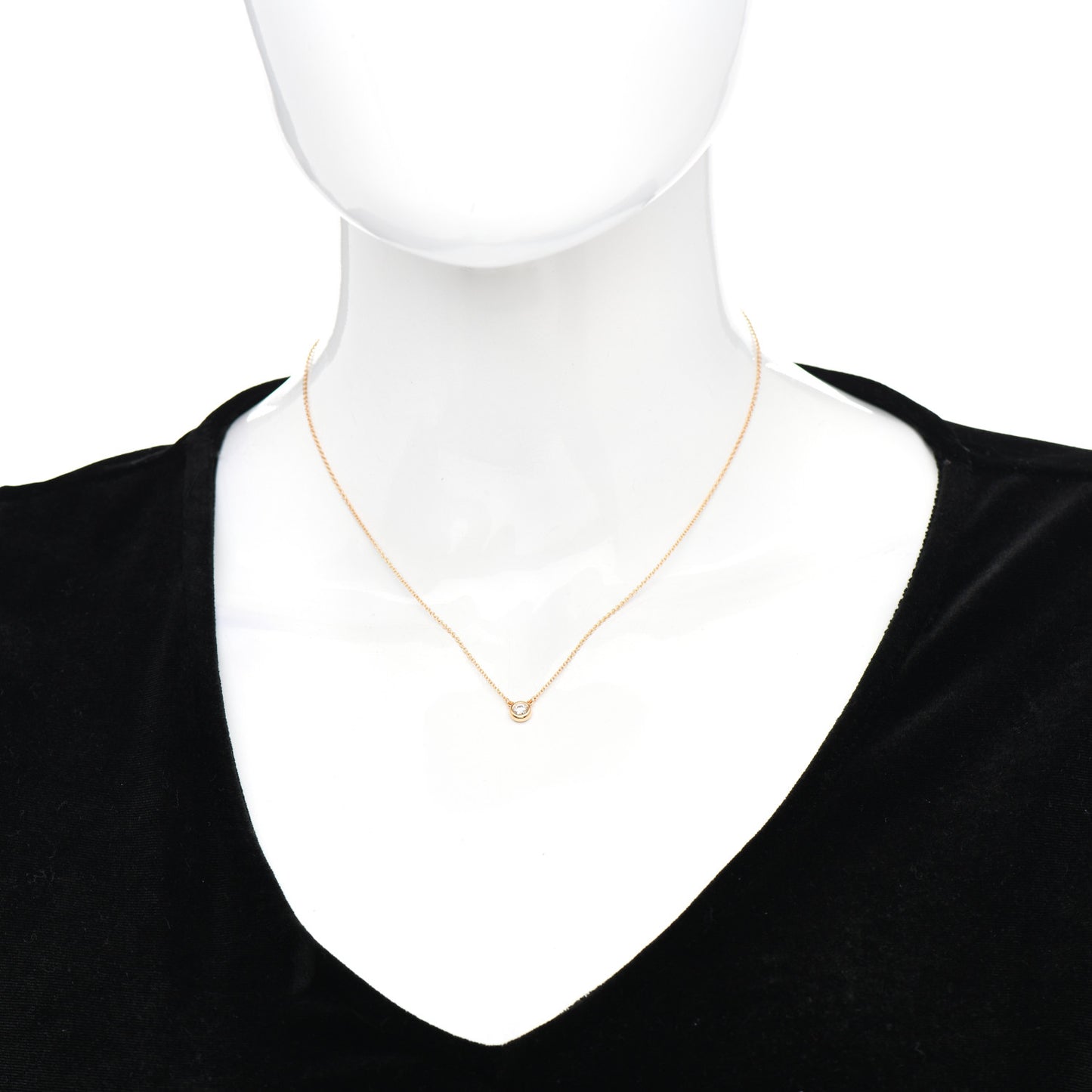 18K Rose Gold Diamond .14ct Elsa Peretti Diamonds by the Yard Pendant Necklace