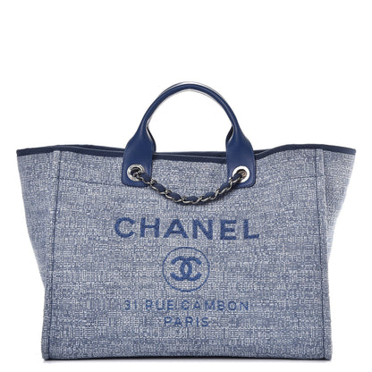 Chanel Canvas Large Deauville Tote Blue 1 of 13
