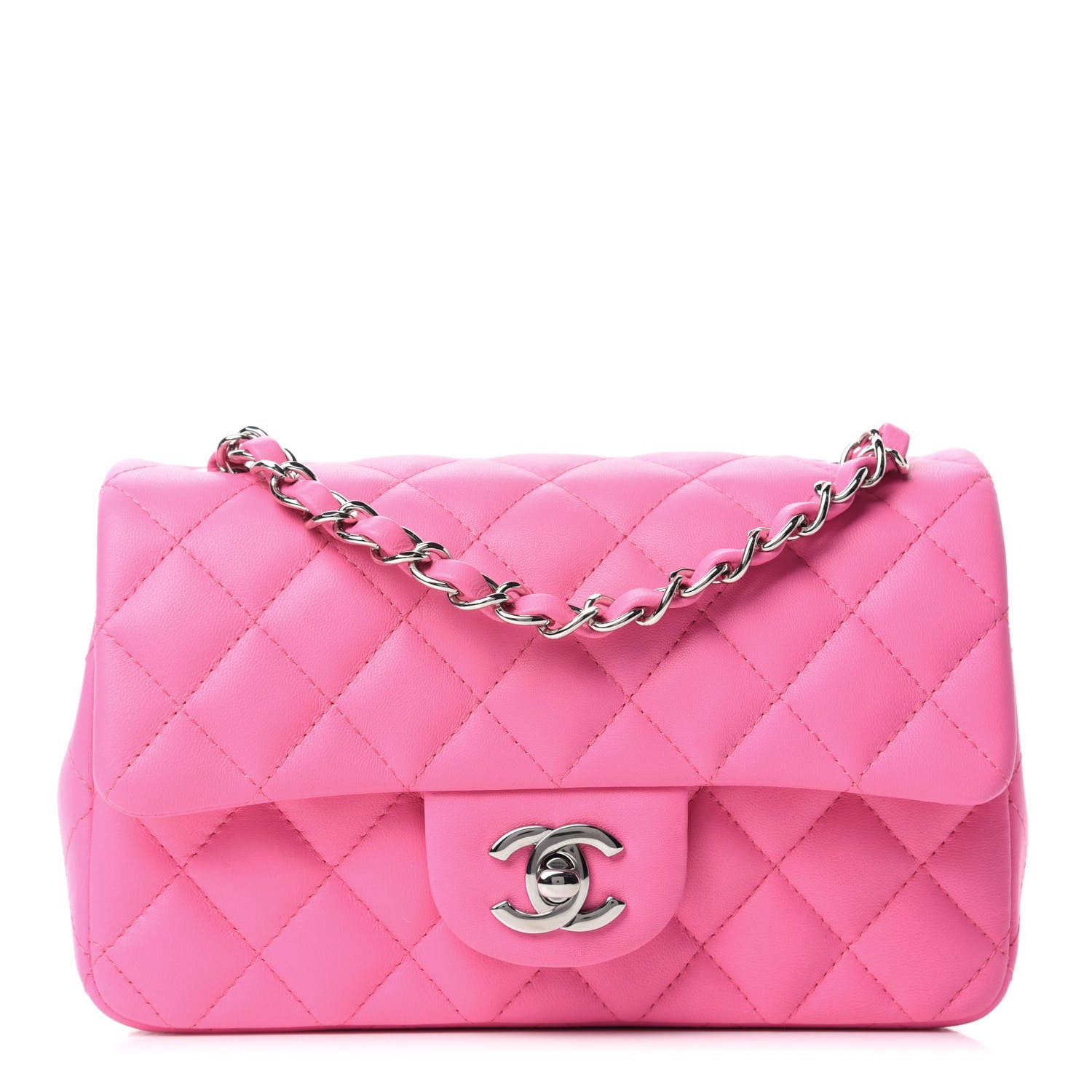 Chanel Lambskin Quilted Mini Rectangular Flap Pink 1 of 11