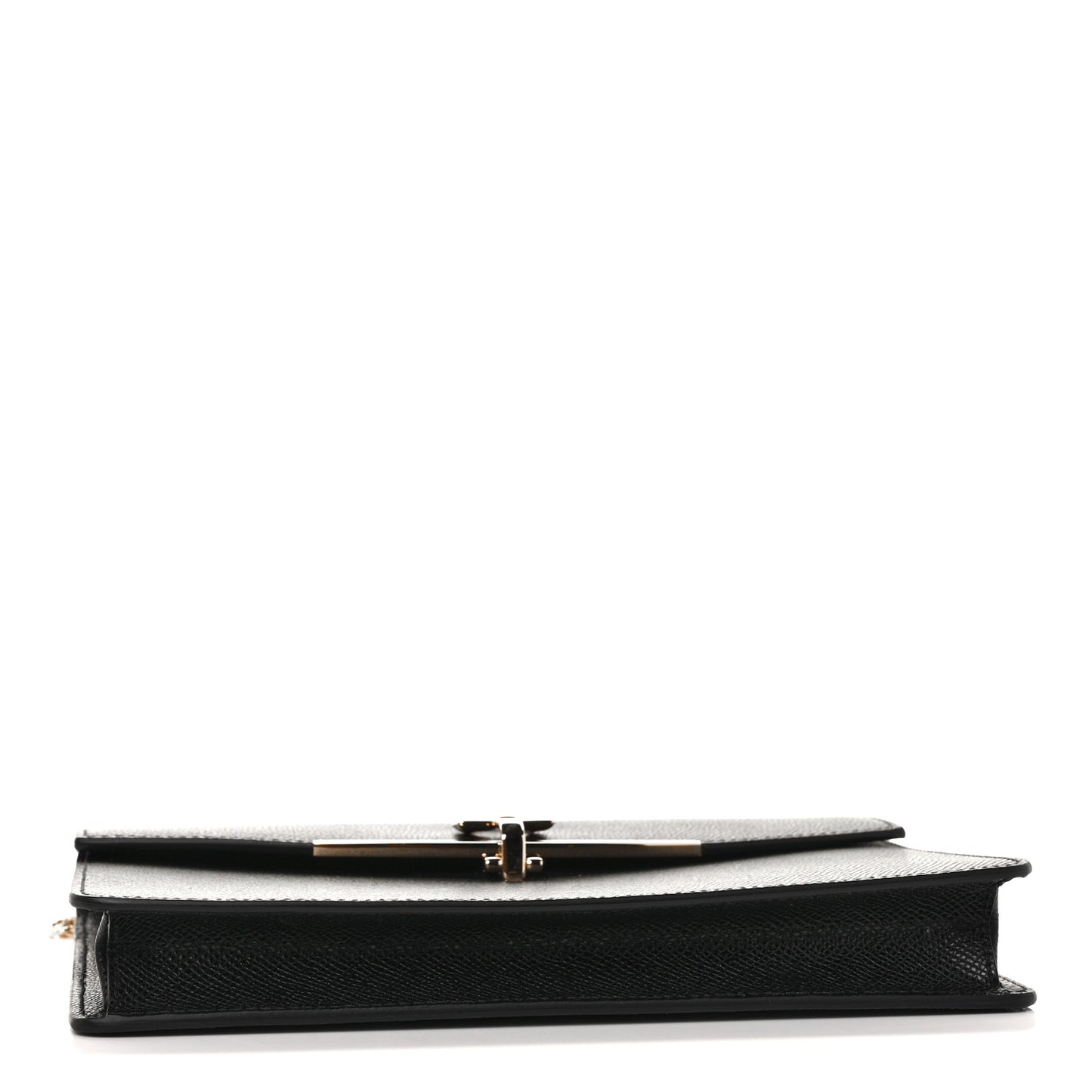 Hammered Calfskin Gancio Wallet On Chain Black
