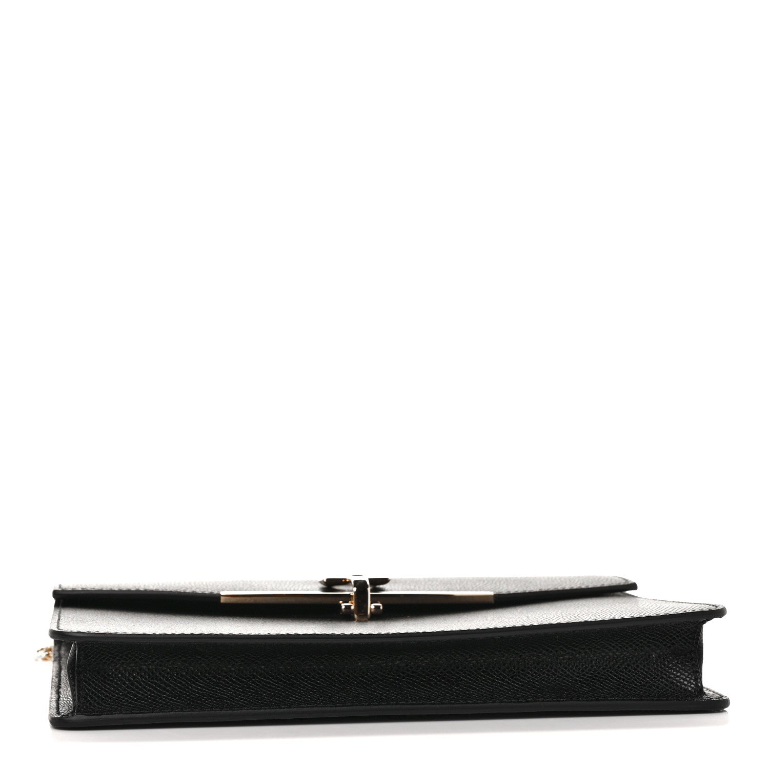 Salvatore Ferragamo Hammered Calfskin Gancio Wallet On Chain Black 3 of 7
