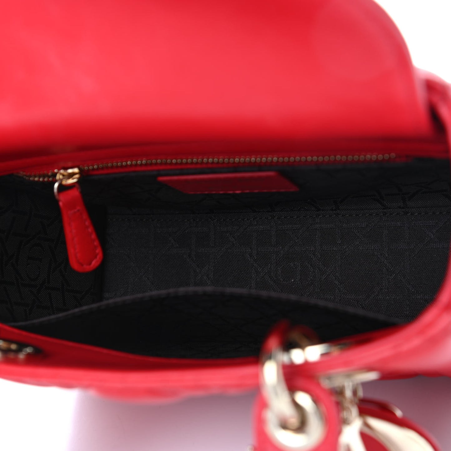 Lambskin Cannage Small Lucky Badges My Lady Dior Red