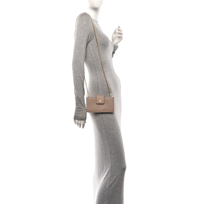 Prada Saffiano Metal Phone Wristlet Crossbody Wallet Cammeo 2 of 9