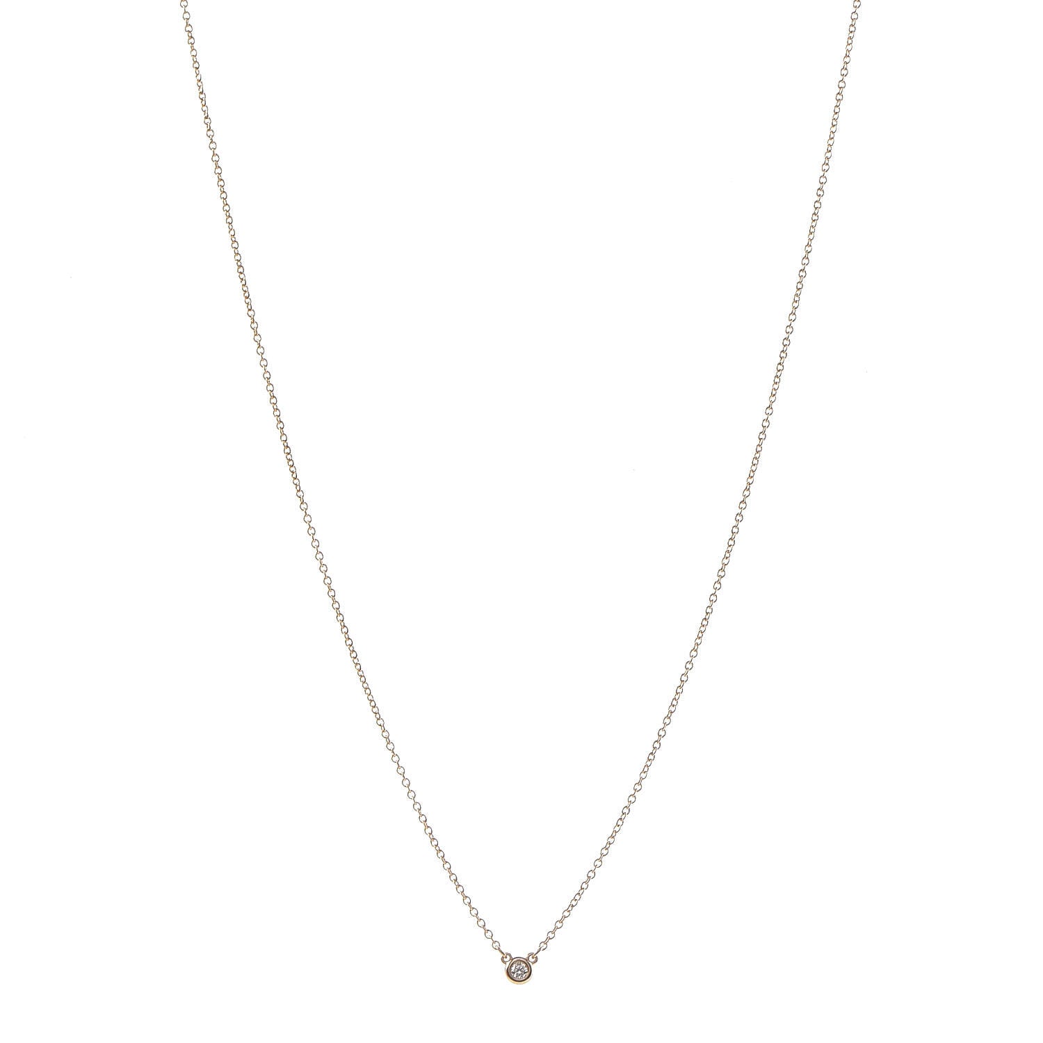 Tiffany 18K Rose Gold Diamond .03ct Elsa Peretti Diamonds by the Yard Pendant Necklace 1 of 8
