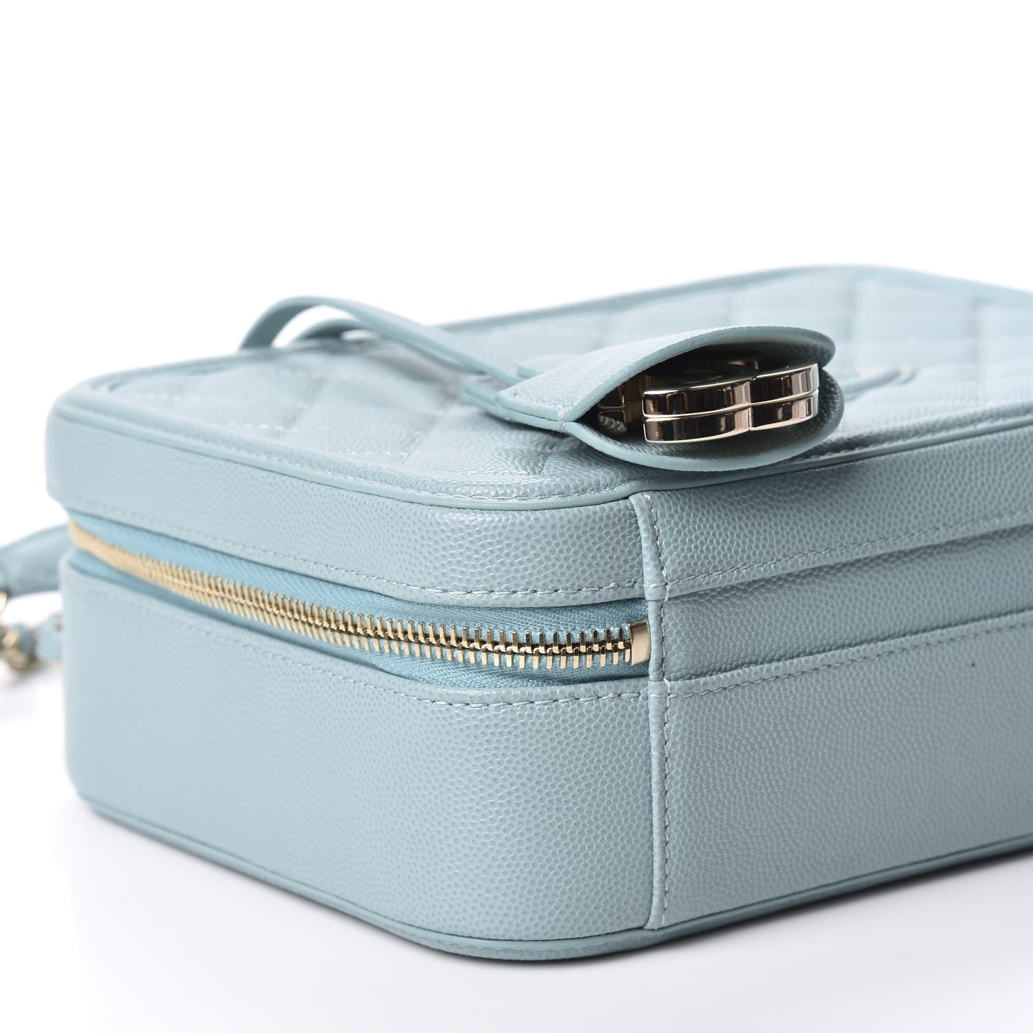 Chanel Caviar Quilted Medium CC Filigree Vanity Case Light Blue 5 of 9