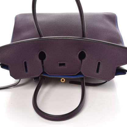 Hermes Togo Horseshoe Birkin 35 Raisin Bleu Electrique 14 of 30