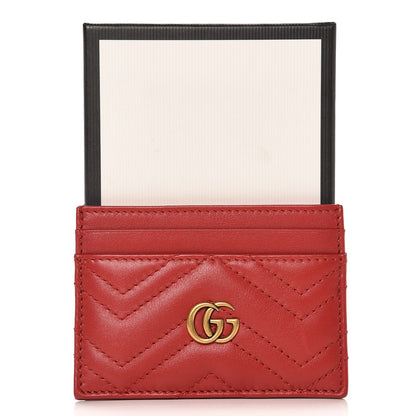 Gucci Calfskin Matelasse GG Marmont Card Holder Hibiscus Red 7 of 8