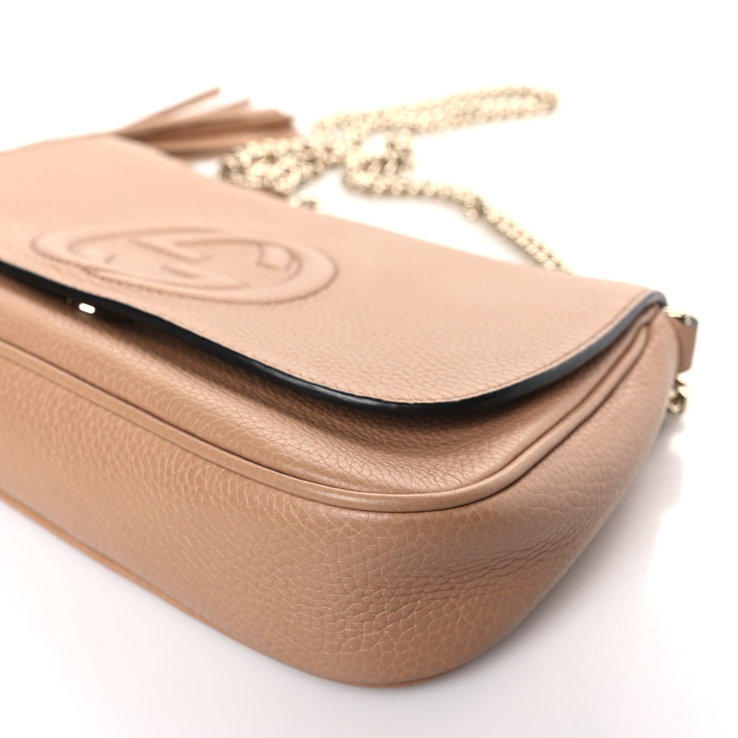 Pebbled Calfskin Medium Soho Flap Crossbody Camelia