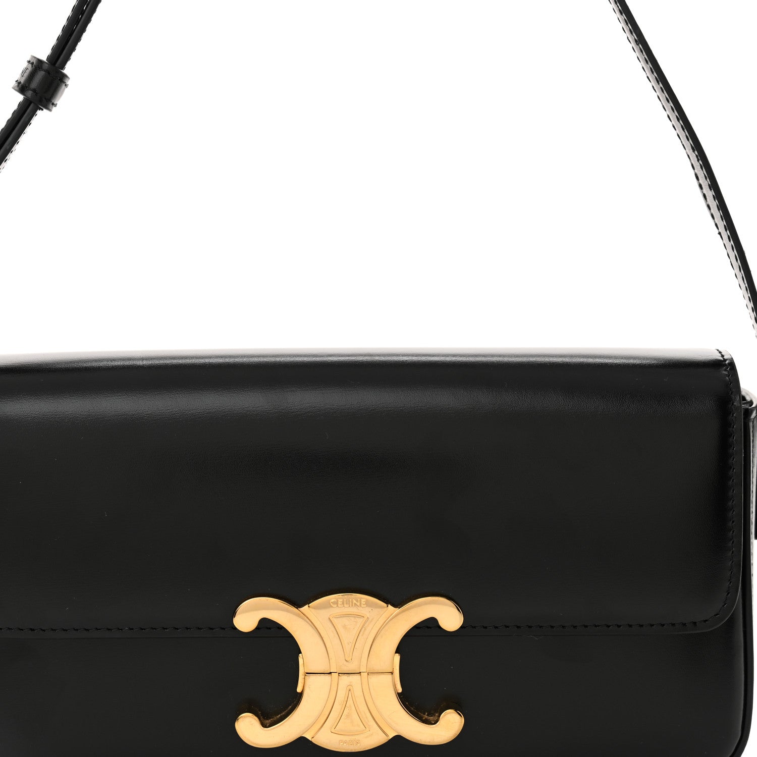 Celine Shiny Calfskin Triomphe Shoulder Bag Black 9 of 11